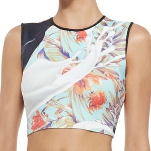 Clover Canyon Floral Spilled Milk & Tar Crop Top